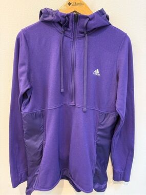 adidas Purple Half-Zip Hooded Sweatshirt- very slim fit